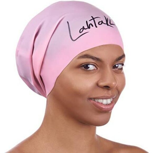 Rose colored swimming cap for long hair - Picture 2 of 6